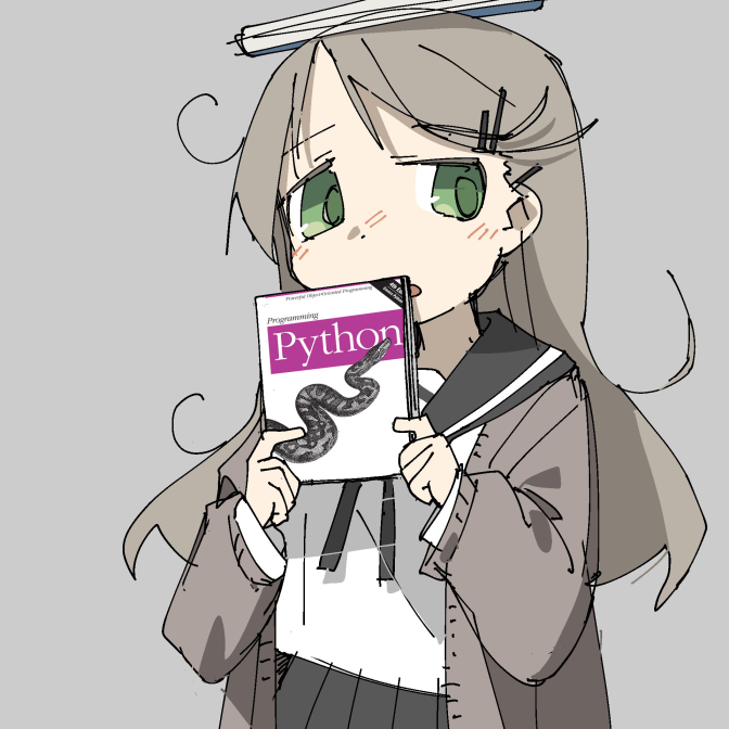 some anime girl holding a python book, idk because i'm not a full weeb (yet)